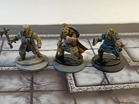 Frostgrave – Lot de 3 figurines guerriers du nord peints – Compatible D&D